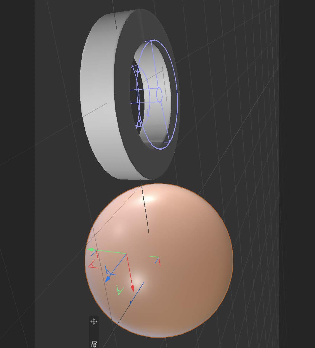 This is a screenshot of 2 basic modelling shapes in another side view, orange and tape
