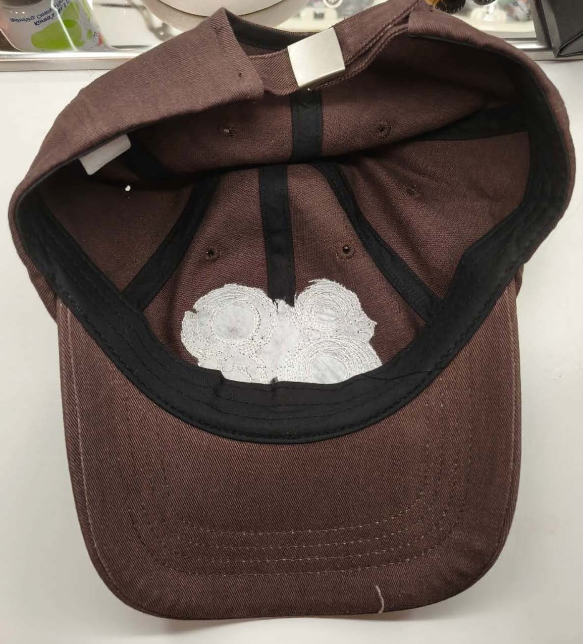 This is the inside view photo of a hat